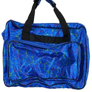 Outdoor Products Blue Neon Geometric Web Duffel Bag Travel Gym Sporty Retro